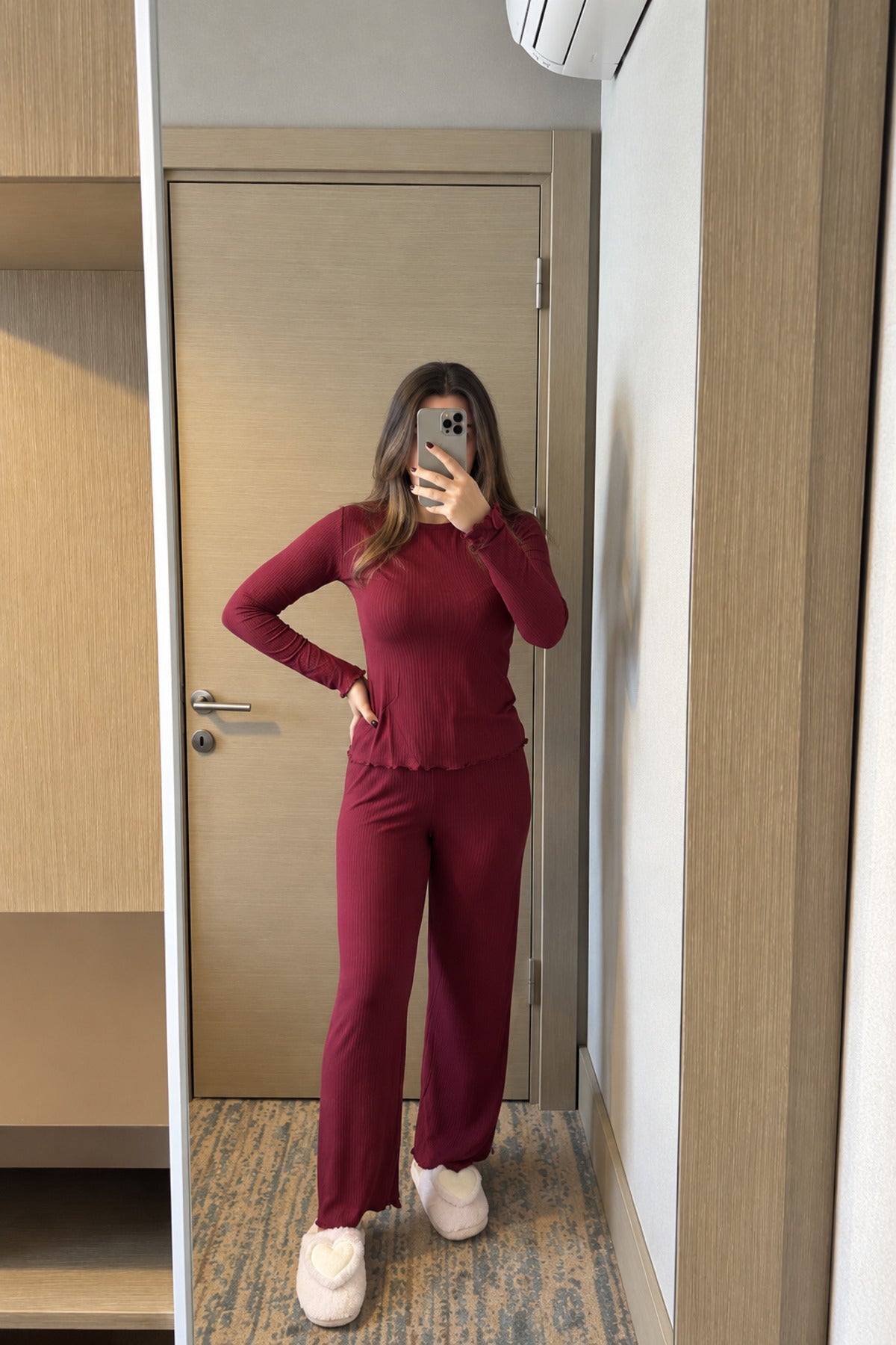 Sohadid 5 Parça Kadın Çeyiz ve Ev Giyim Seti – Bordo – ürün görünümü 6