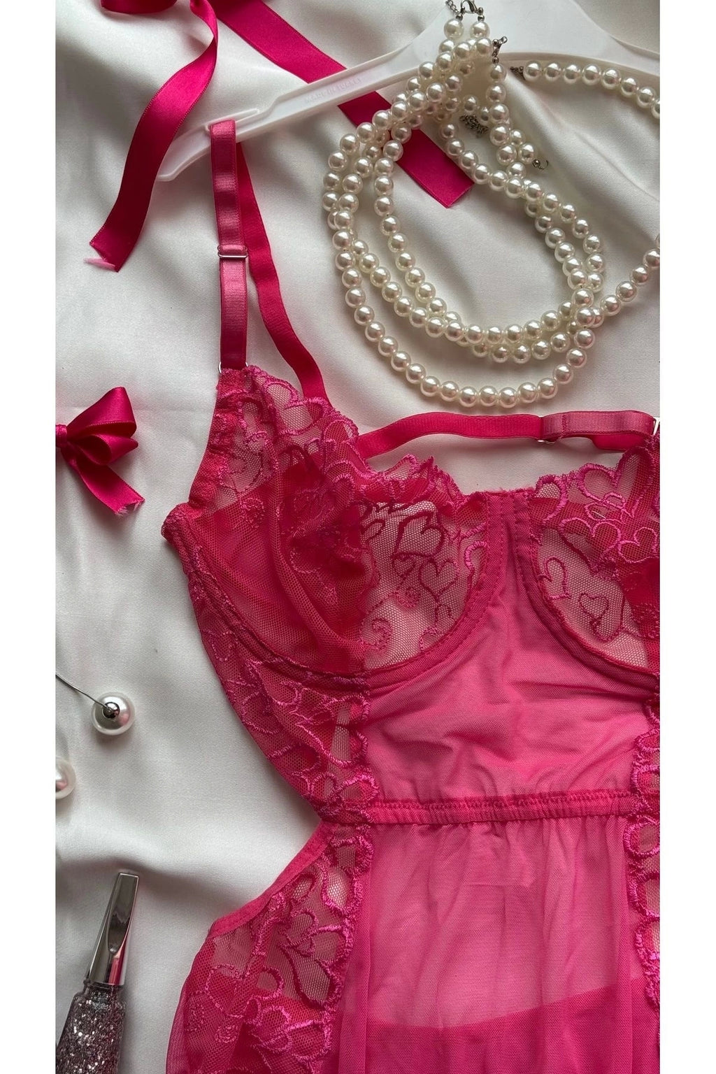 Sohadid Amour Lace Dantel Detaylı Bodysuit – Pembe – ürün görünümü 2