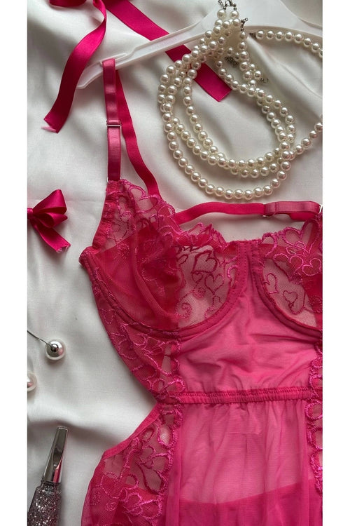 Sohadid Amour Lace Dantel Detaylı Bodysuit – Pembe – ürün görünümü 2