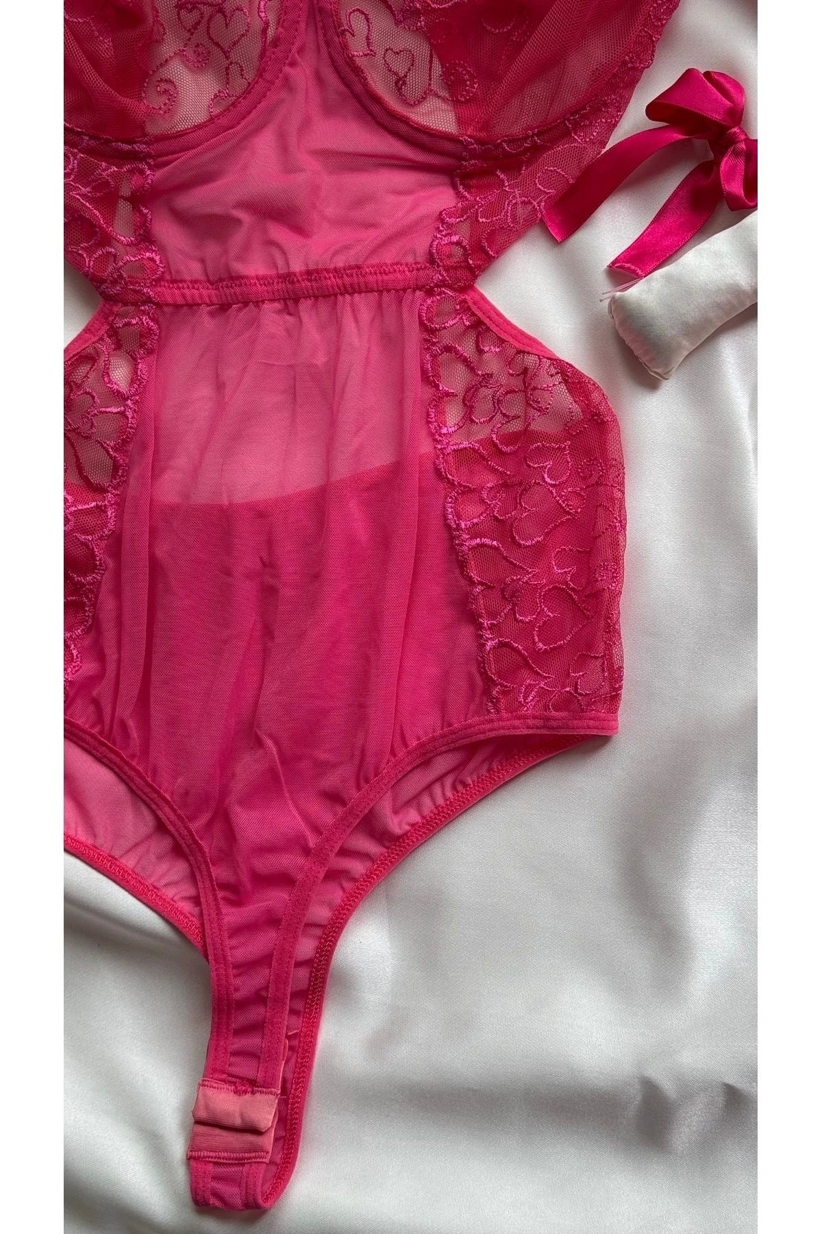 Sohadid Amour Lace Dantel Detaylı Bodysuit – Pembe – ürün görünümü 3