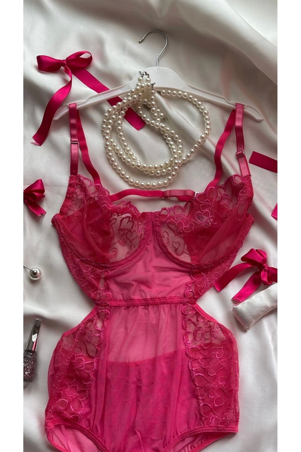 Sohadid Amour Lace Dantel Detaylı Bodysuit – Pembe – ürün görünümü 5