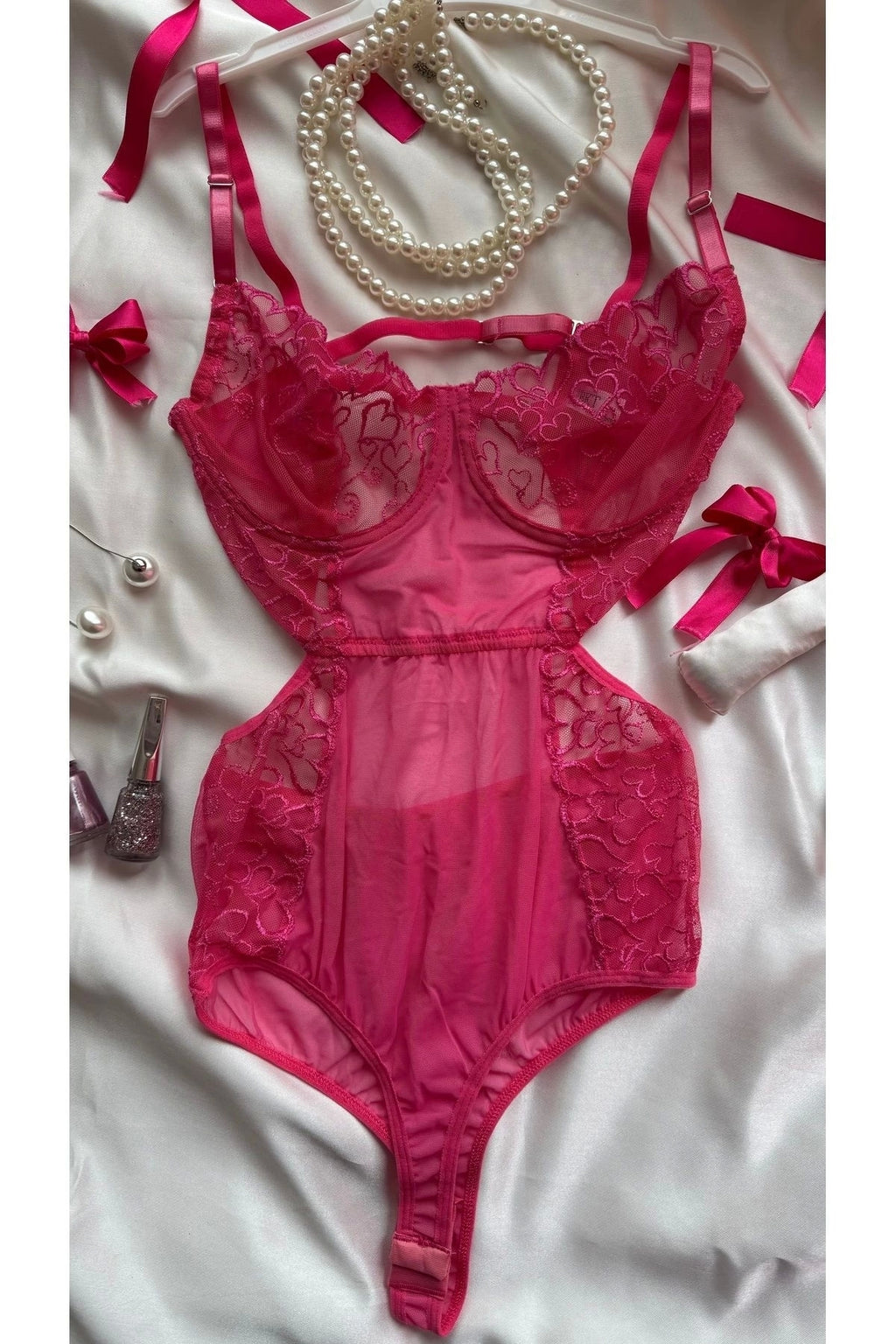 Sohadid Amour Lace Dantel Detaylı Bodysuit – Pembe – ürün görünümü 6