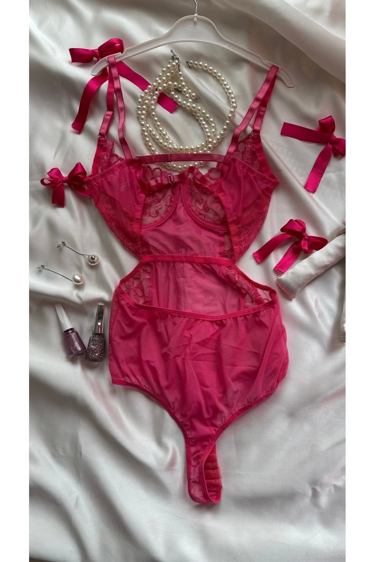 Sohadid Amour Lace Dantel Detaylı Bodysuit – Pembe – ürün görünümü 7