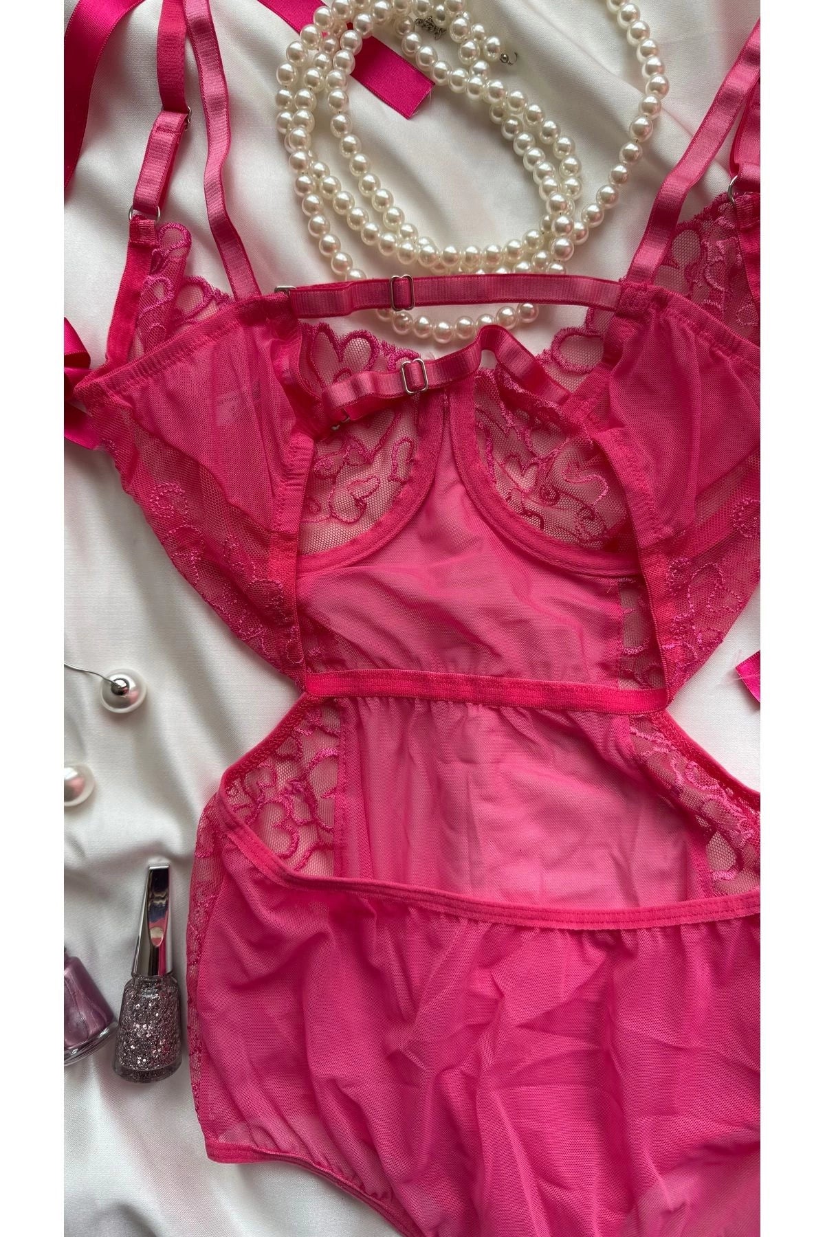 Sohadid Amour Lace Dantel Detaylı Bodysuit – Pembe – ürün görünümü 8