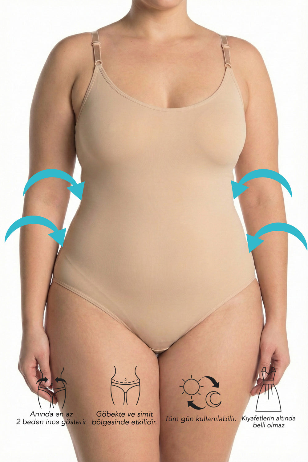 Sohadid Büyük Beden Çıtçıtlı Slip Body Korse – Bej