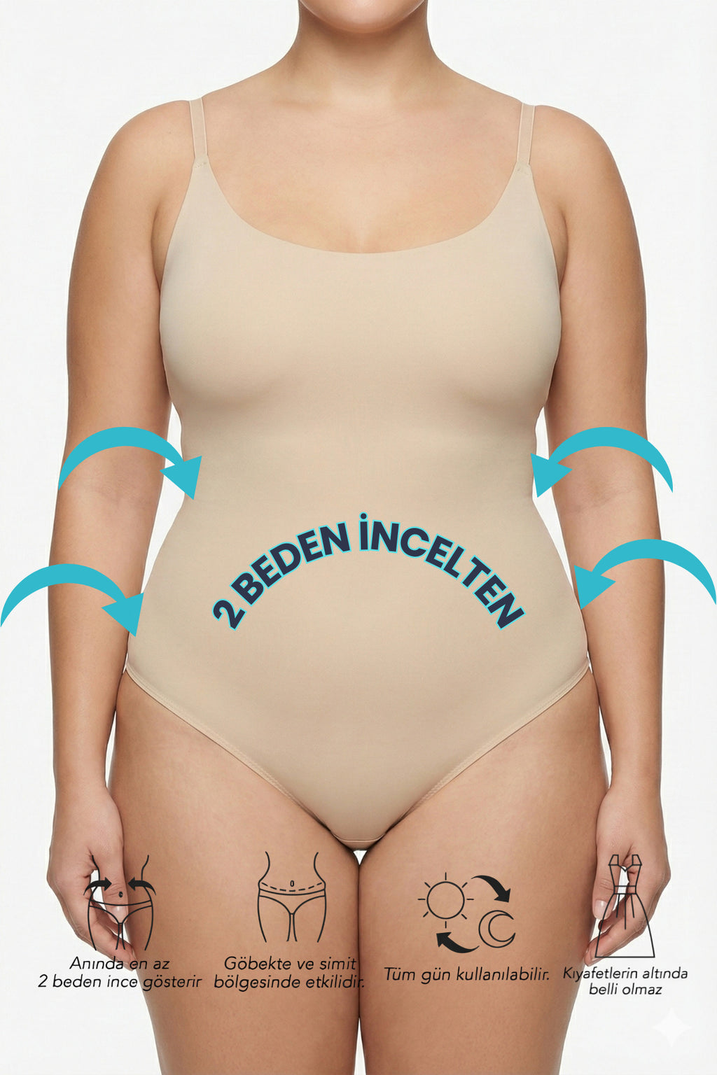 Sohadid Büyük Beden Göğüs Destekli Body Korse – Bej – ürün görünümü 2