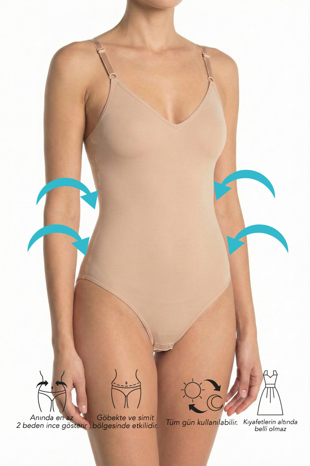 Sohadid Çıtçıtlı Dikişsiz Slip Body Korse – Bej