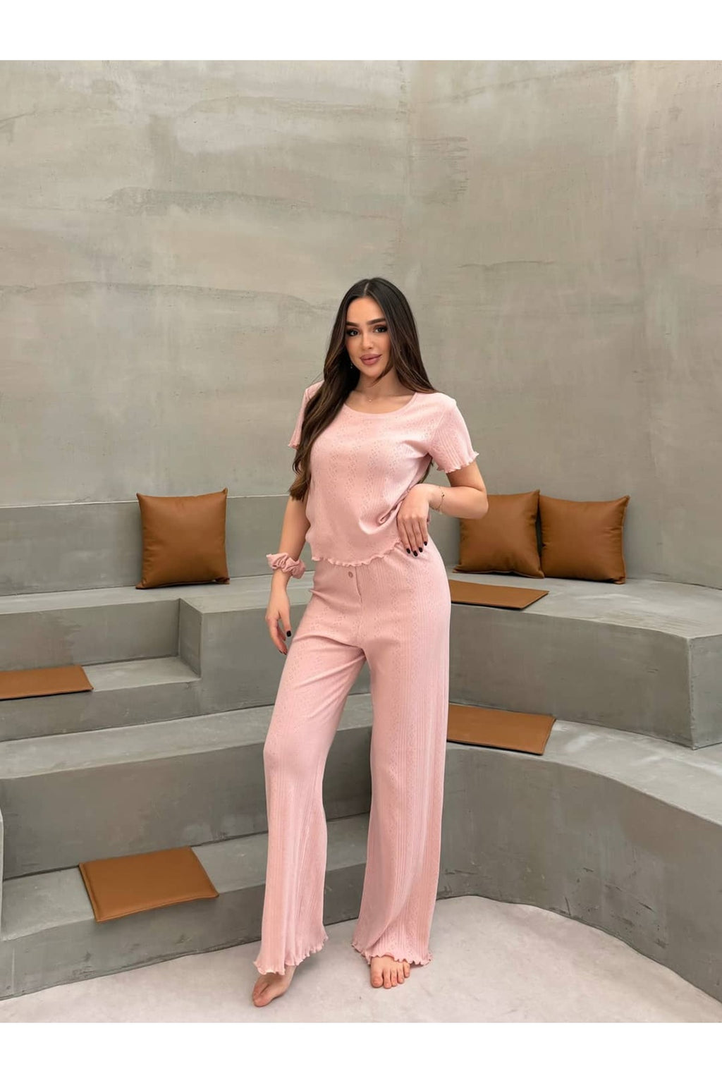 Sohadid Kadın %100 Pamuk Kısa Kollu Pijama Takımı – Pembe – ürün görünümü 7