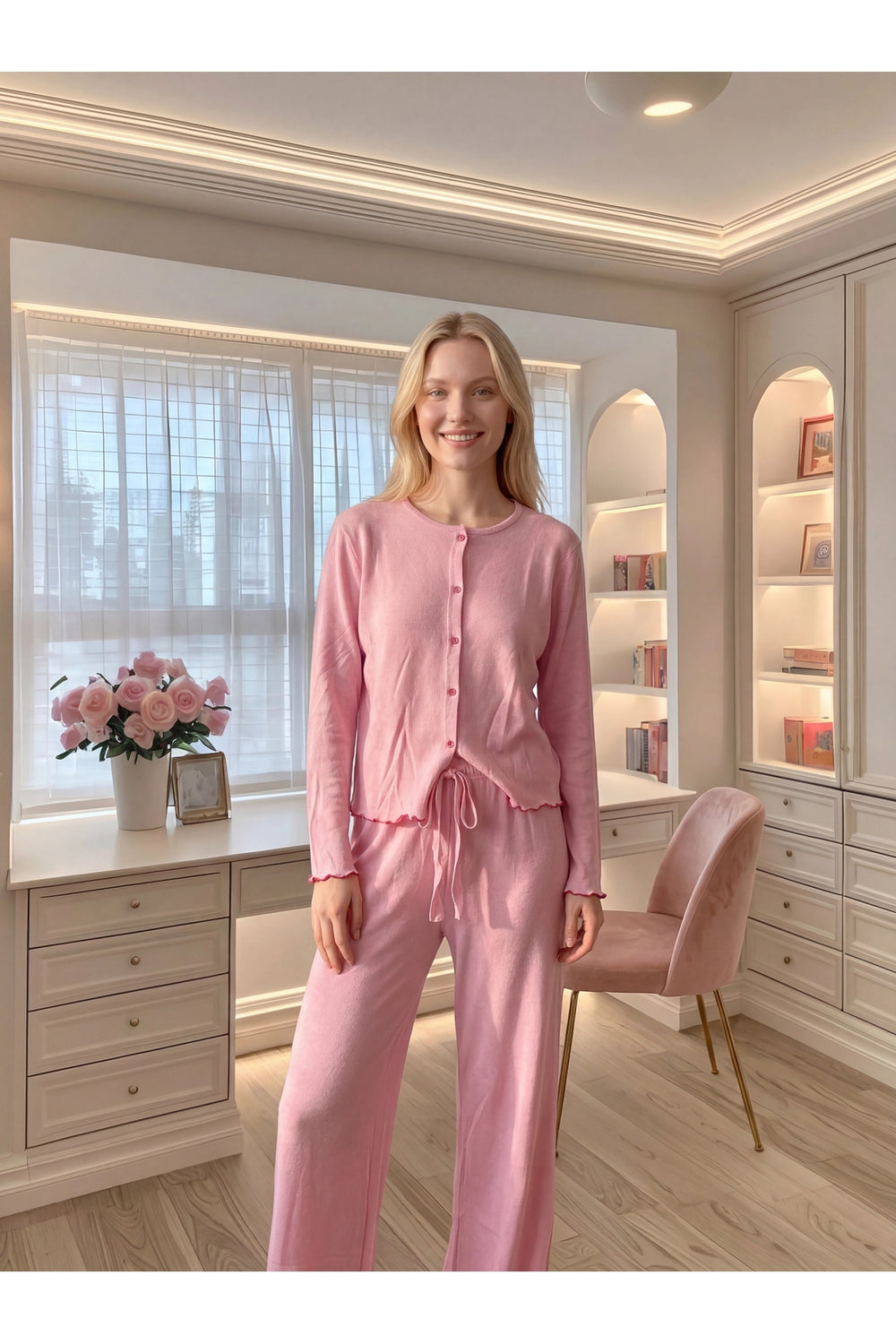 Sohadid Kadın %100 Pamuk Soft Pijama Takımı – Pembe