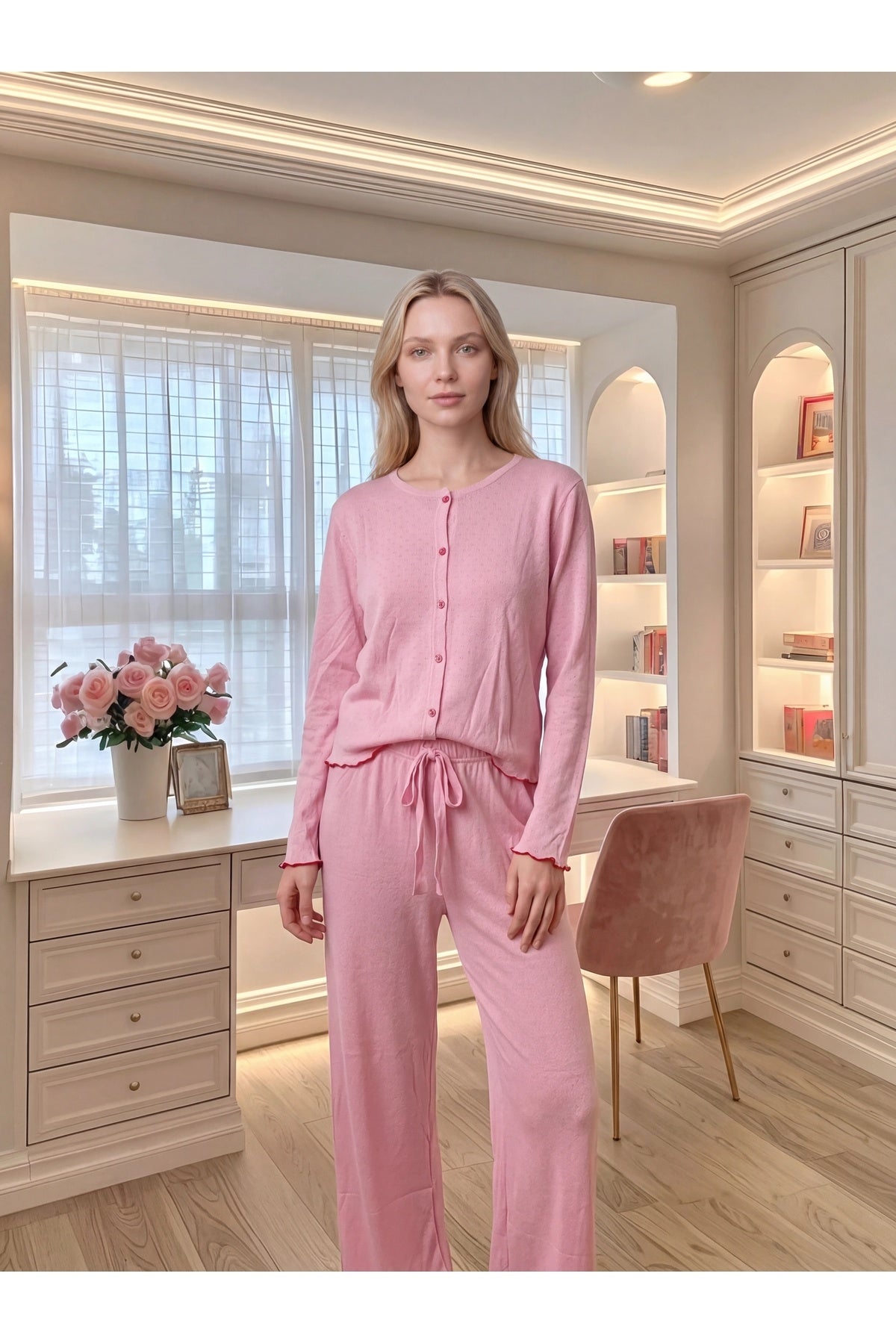 Sohadid Kadın %100 Pamuk Soft Pijama Takımı – Pembe – ürün görünümü 5