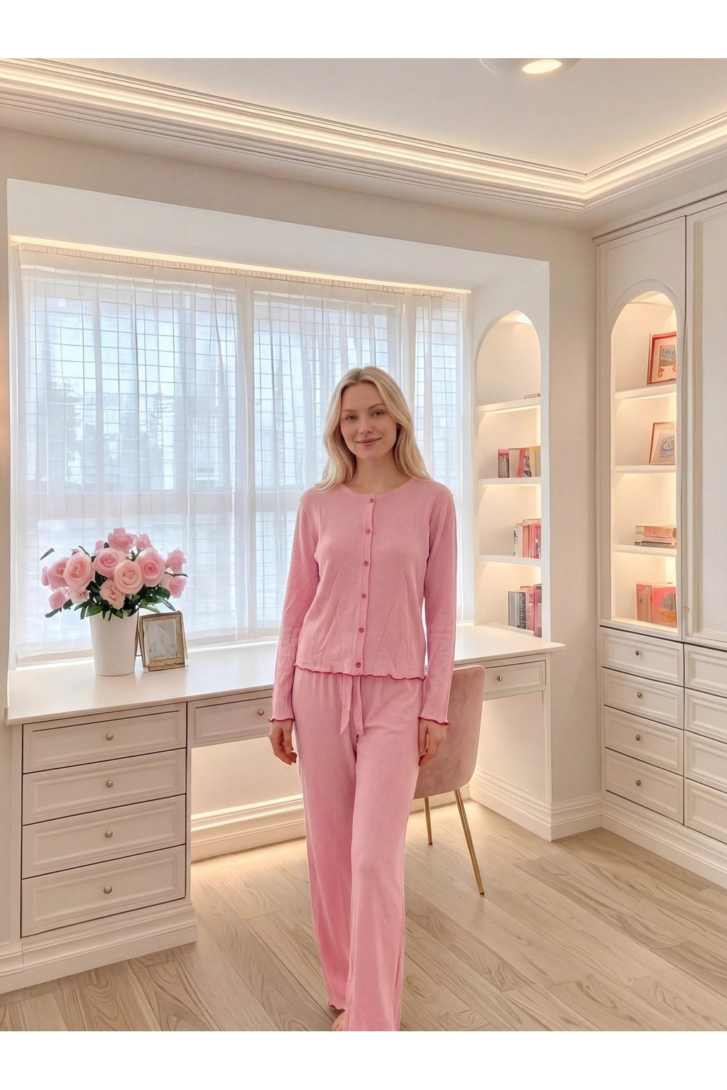 Sohadid Kadın %100 Pamuk Soft Pijama Takımı – Pembe – ürün görünümü 6