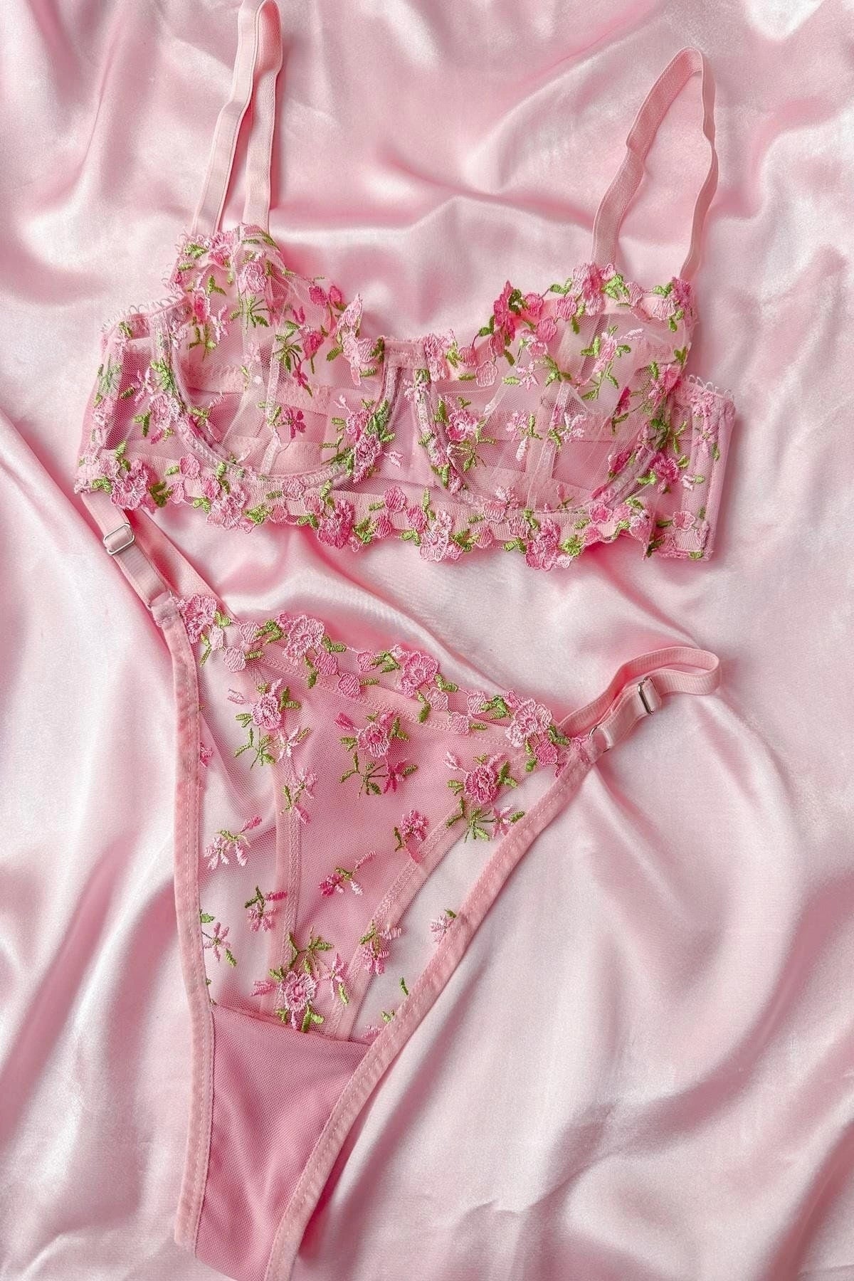 Sohadid Kadın Balenli Kapsız Tül Sütyen Takımı – Pembe – ürün görünümü 3