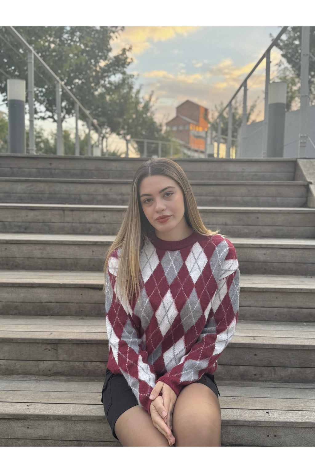 Sohadid Kadın Bisiklet Yaka Oversize Triko Kazak – Bordo – ürün görünümü 3