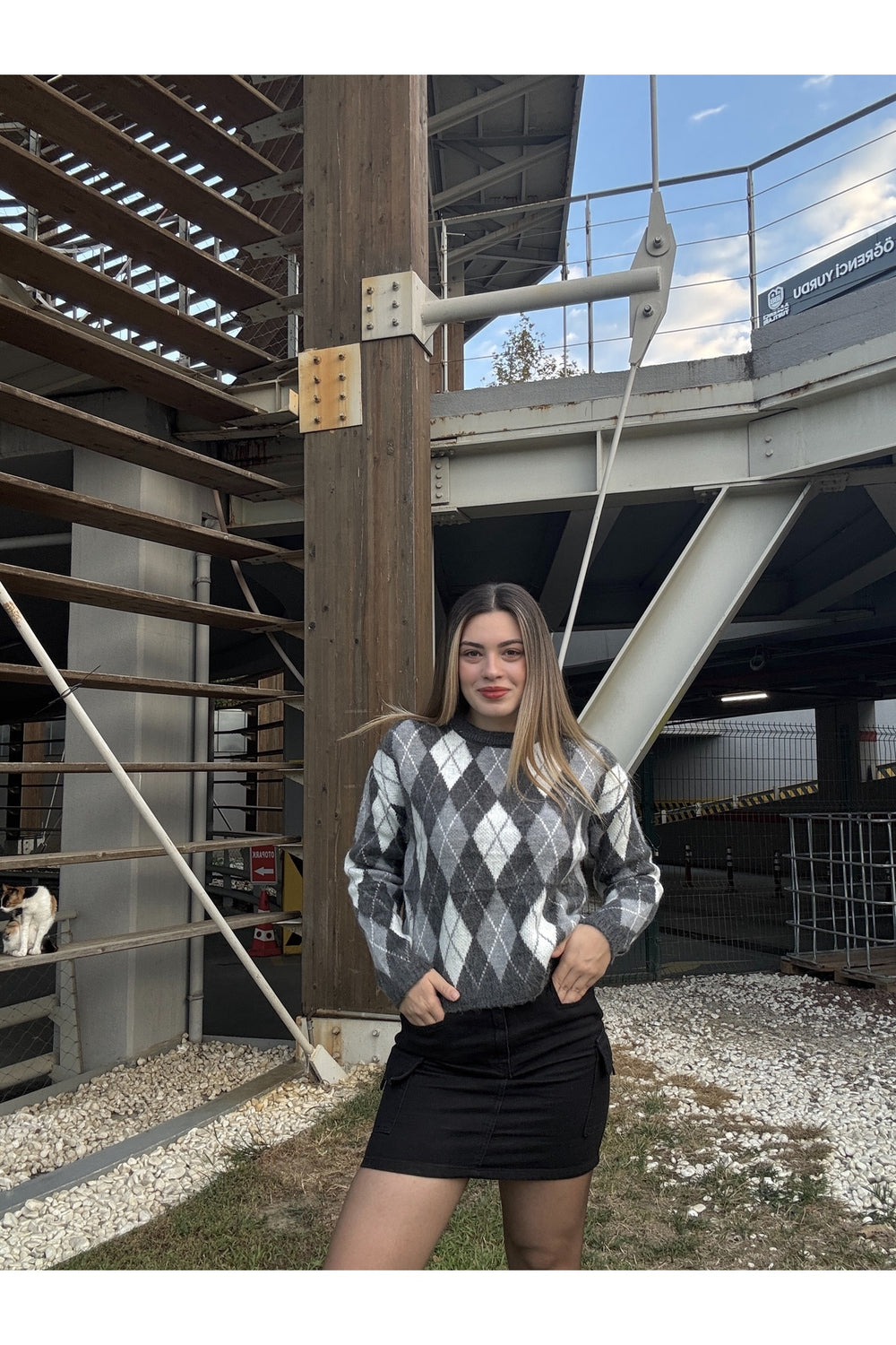 Sohadid Kadın Bisiklet Yaka Oversize Triko Kazak – Sarı