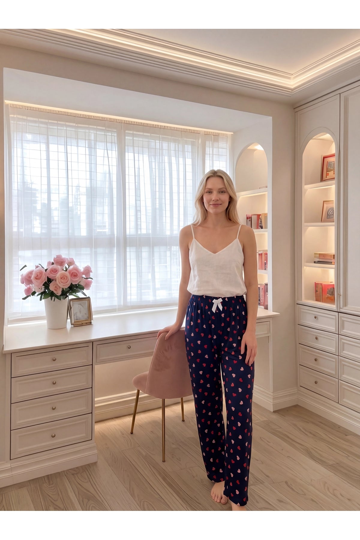 Sohadid Kadın Desenli Pamuklu Pijama Altı – Lacivert – ürün görünümü 3