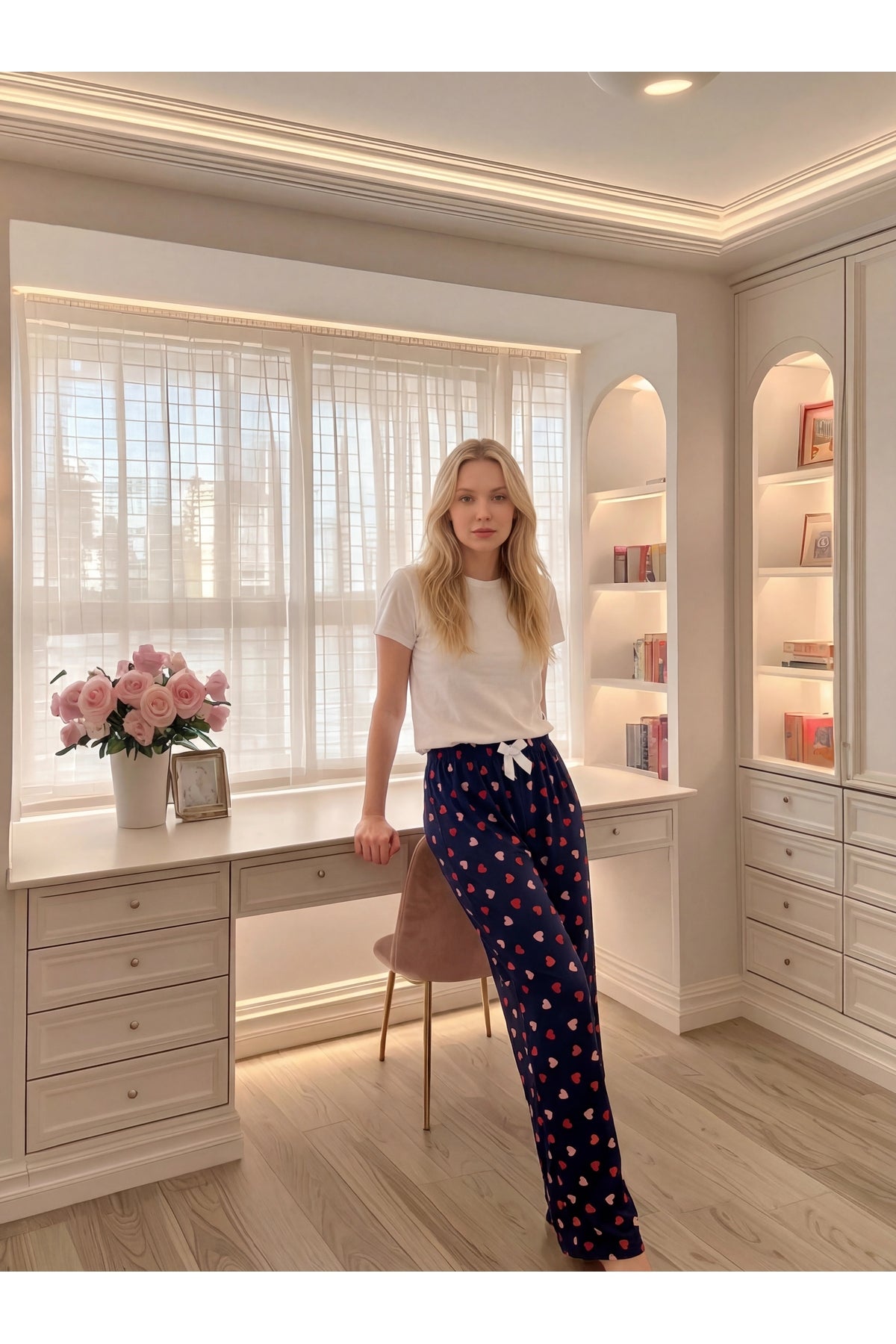 Sohadid Kadın Desenli Pamuklu Pijama Altı – Lacivert – ürün görünümü 5