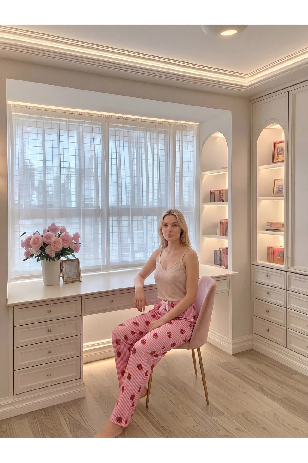 Sohadid Kadın Desenli Pamuklu Pijama Altı – Pembe – ürün görünümü 2