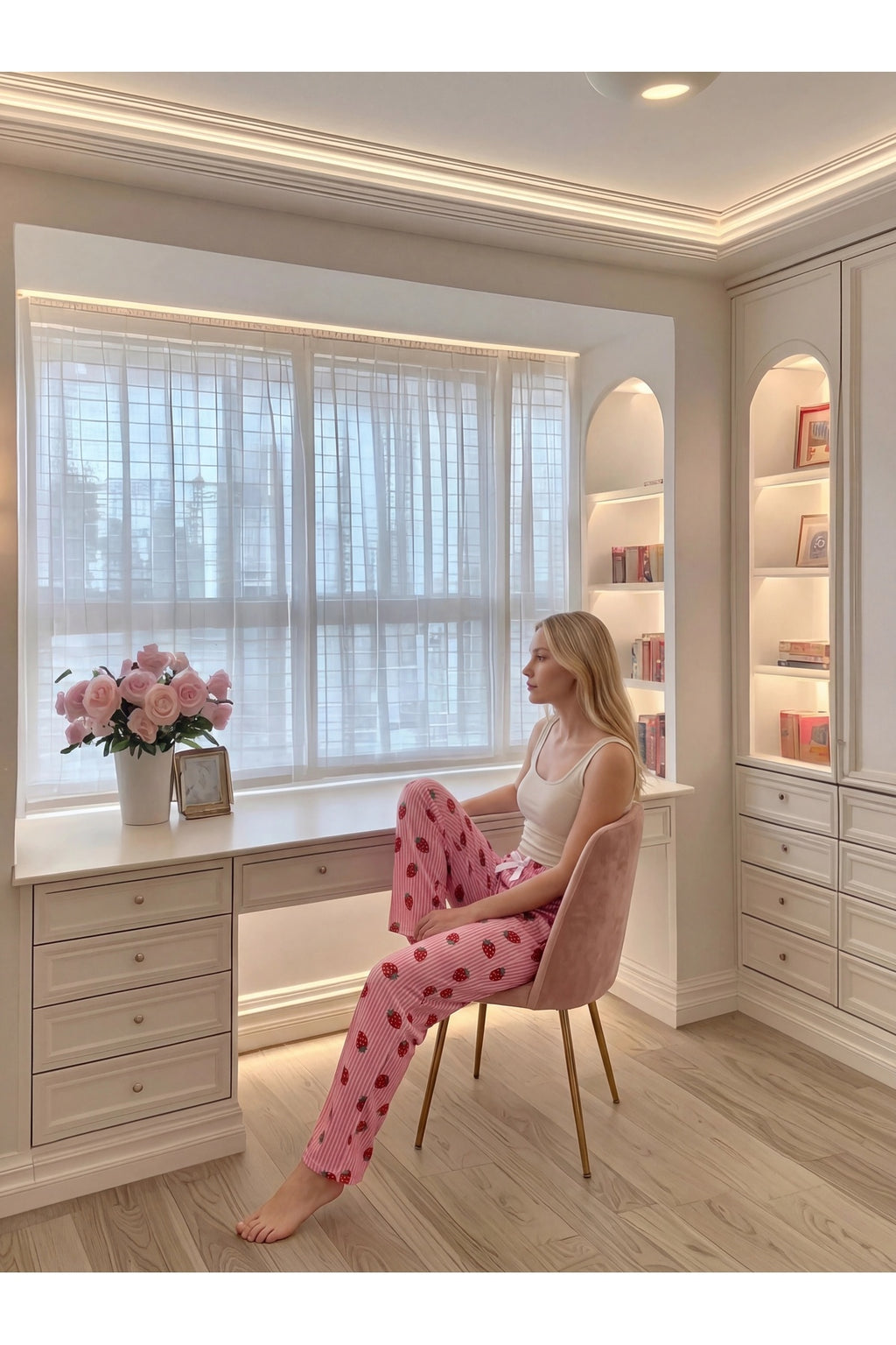 Sohadid Kadın Desenli Pamuklu Pijama Altı – Pembe – ürün görünümü 3