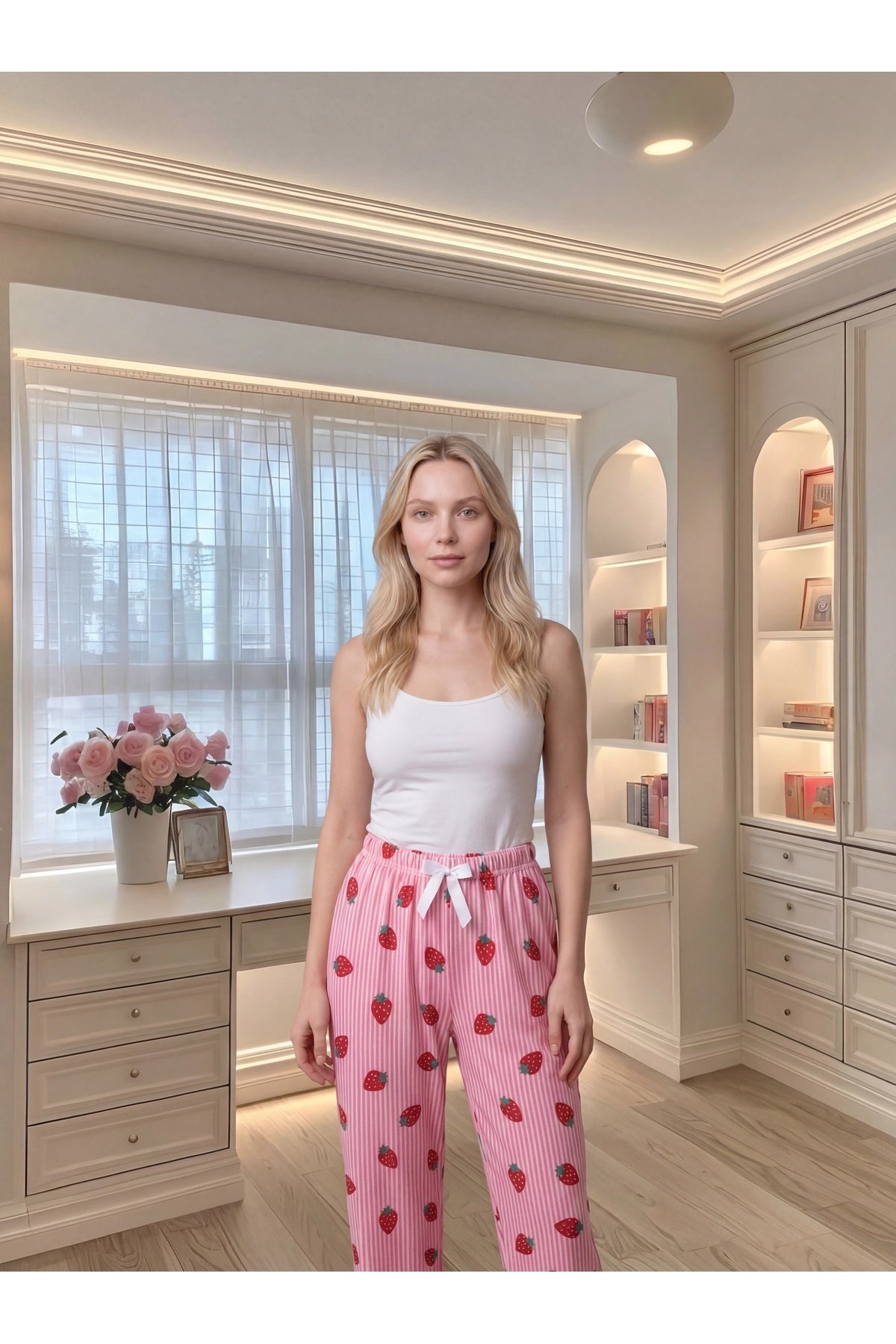 Sohadid Kadın Desenli Pamuklu Pijama Altı – Pembe – ürün görünümü 4