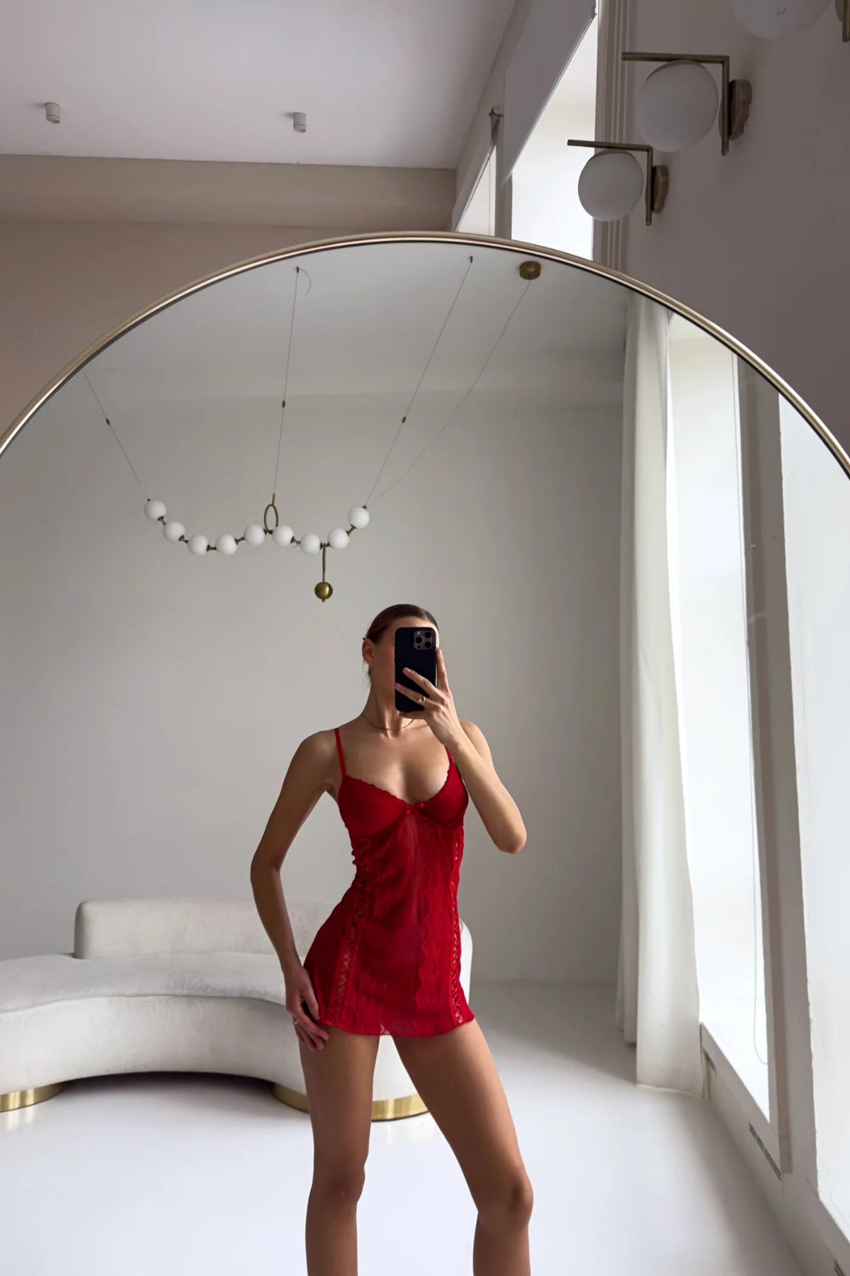 Sohadid Natalia Dantel Detaylı Balenli Gecelik – Kırmızı – ürün görünümü 2