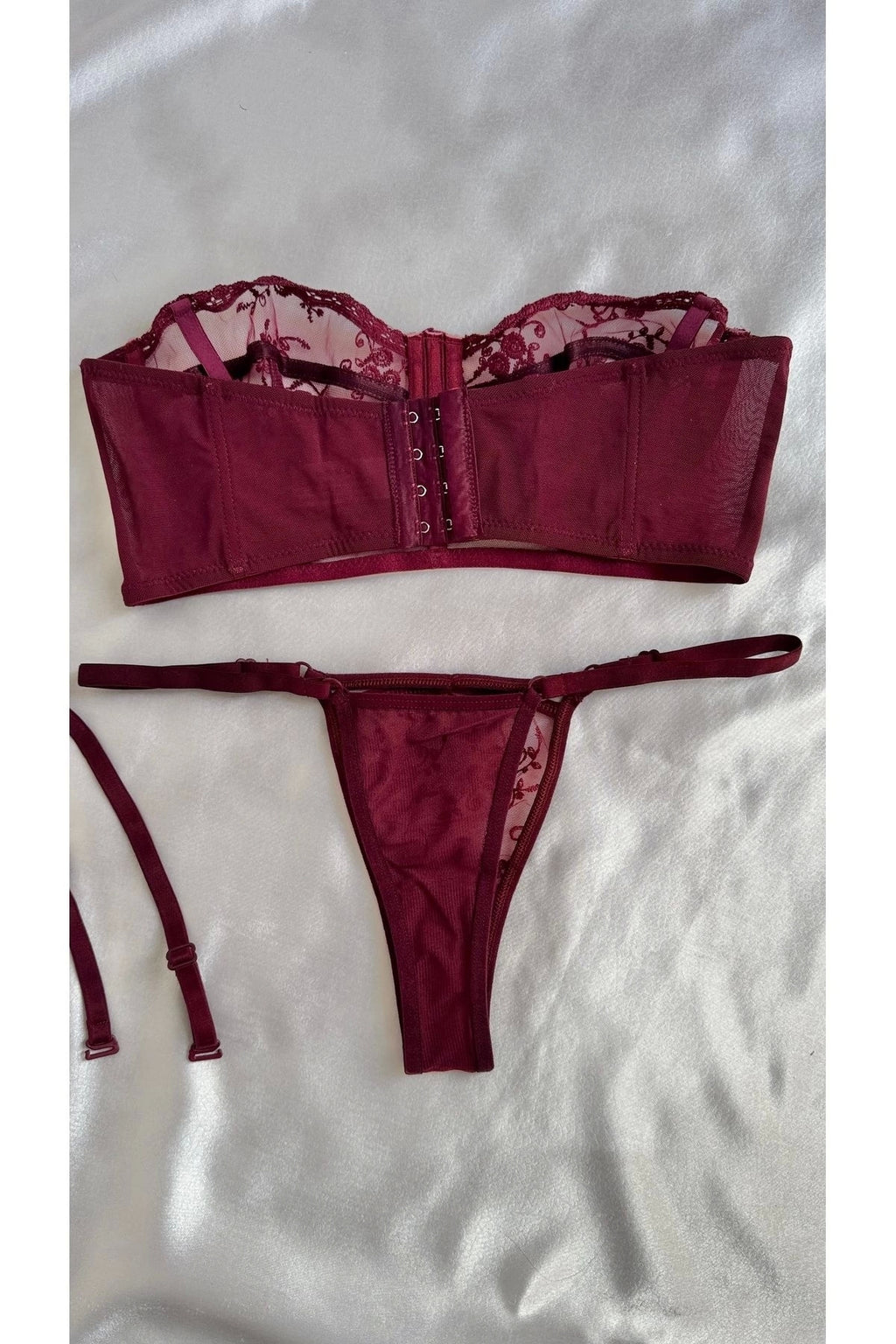 Sohadid Premium Transparan Tül İç Çamaşırı Takımı – Bordo – ürün görünümü 4