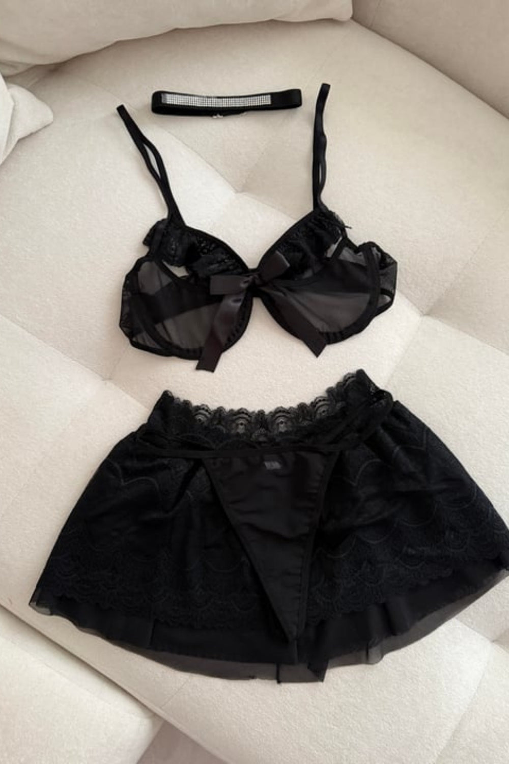 Sohadid Stella Dantel Detaylı Etekli Bralet Seti – Siyah