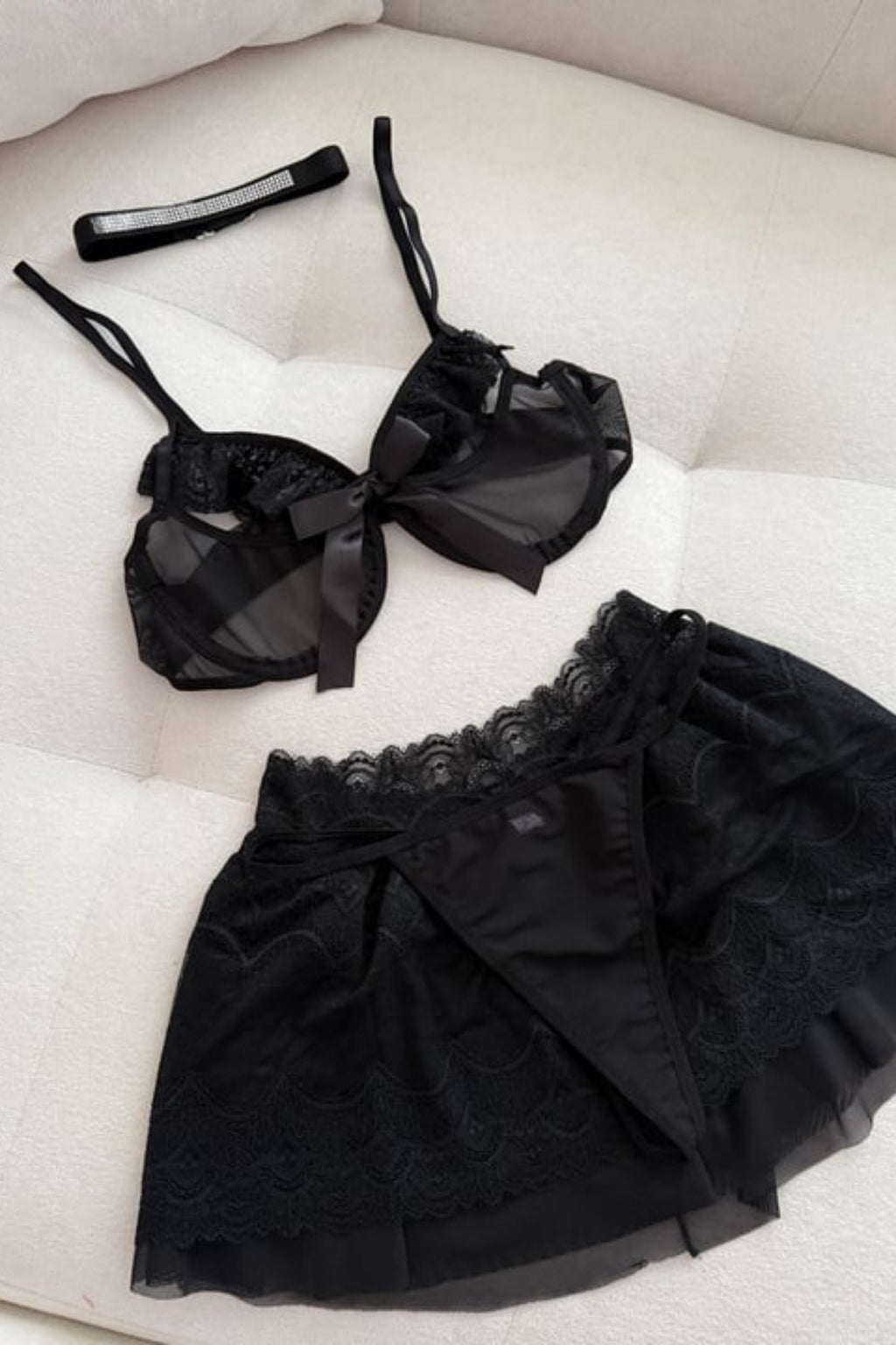 Sohadid Stella Dantel Detaylı Etekli Bralet Seti – Siyah – ürün görünümü 2